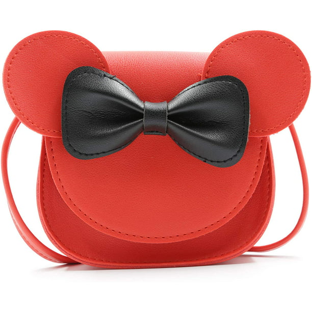 Ondeam Little Mouse Ear Bow Crossbody Purse,PU Shoulder Handbag for Kids Girls Toddlers